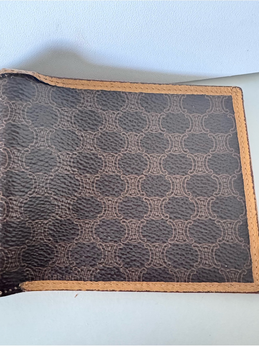 CELINE Authentic Vintage Wallet Macadam Bi Fold in Brown and Tan - Picture 7 of 11